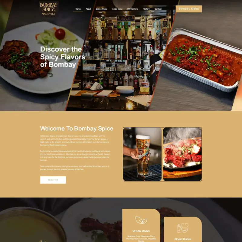Bombay Spice Woodville website design by Shamim Khan