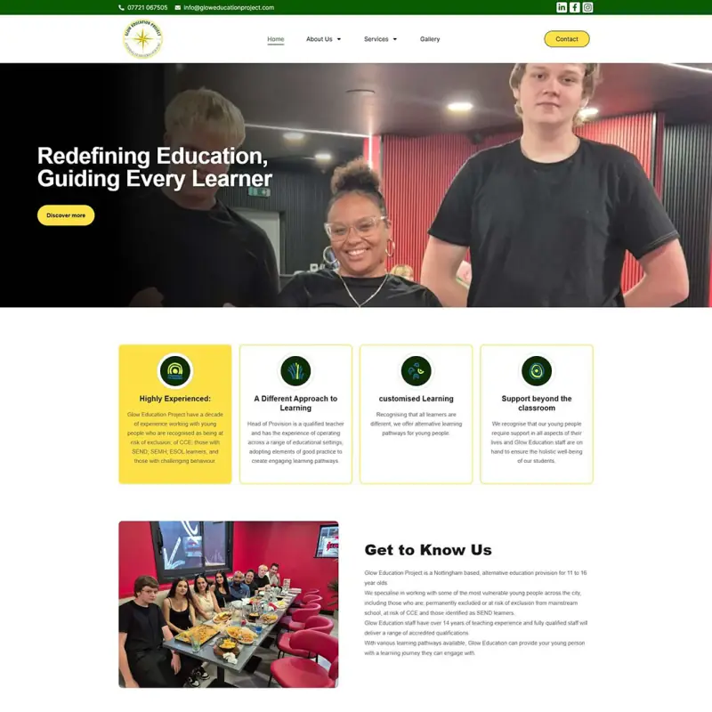 Glow Education Project website design by Shamim Khan