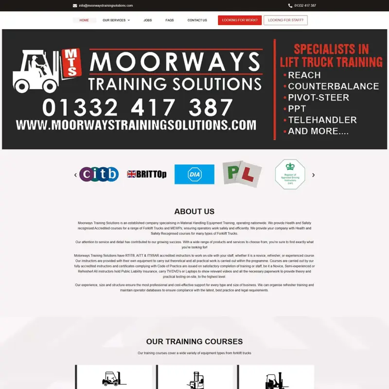 Moor Way Training Solutions website design by Shamim Khan