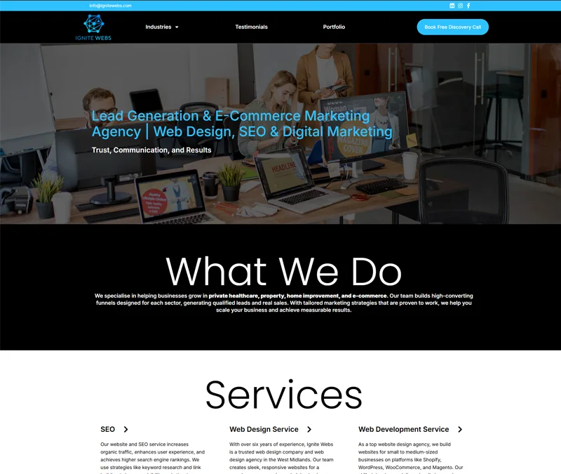 Ignite Webs website design by Shamim Khan