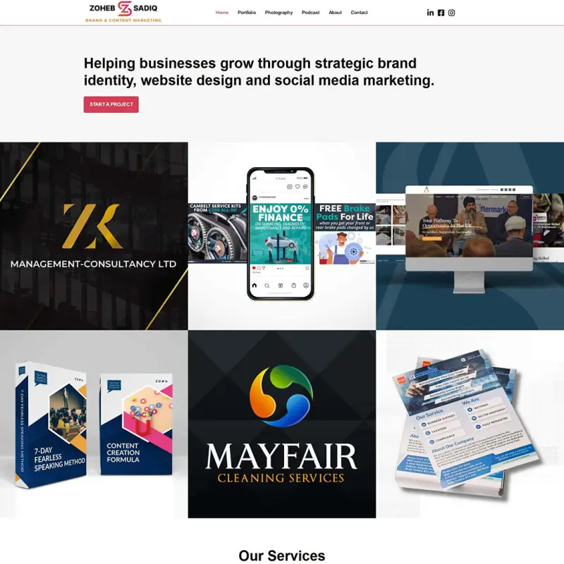 Zoheb Sadiq website design by Shamim Khan